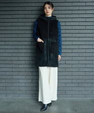 PZJAG10430 GEORGES RECH(ジョルジュ・レッシュ) エコムートンジップアップロングジレ ベージュ