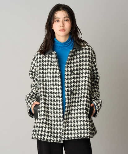 PZJAG40690 GEORGES RECH ハウンドトゥース2WAYショートコート