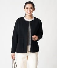 PZJAV61530 GEORGES RECH(ジョルジュ・レッシュ) スーパー100ウールリバーノーカラーショートコート グリーン