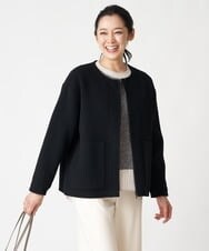 PZJAV61530 GEORGES RECH(ジョルジュ・レッシュ) スーパー100ウールリバーノーカラーショートコート ブラック