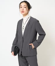 PZJEB01390 GEORGES RECH(ジョルジュ・レッシュ)  [セットアップ対応]ノーカラーナロージャケット ダークグレー