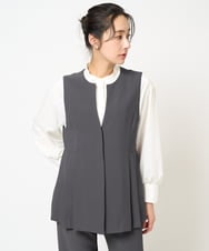 PZJEB02330 GEORGES RECH(ジョルジュ・レッシュ)  [セットアップ対応]スリットネックプリーツジレ ダークグレー