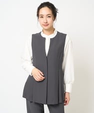 PZJEB02330 GEORGES RECH(ジョルジュ・レッシュ)  [セットアップ対応]スリットネックプリーツジレ ブラック
