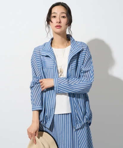 PZJGD01450 GEORGES RECH シアーストライプスタンドカラーブルゾン