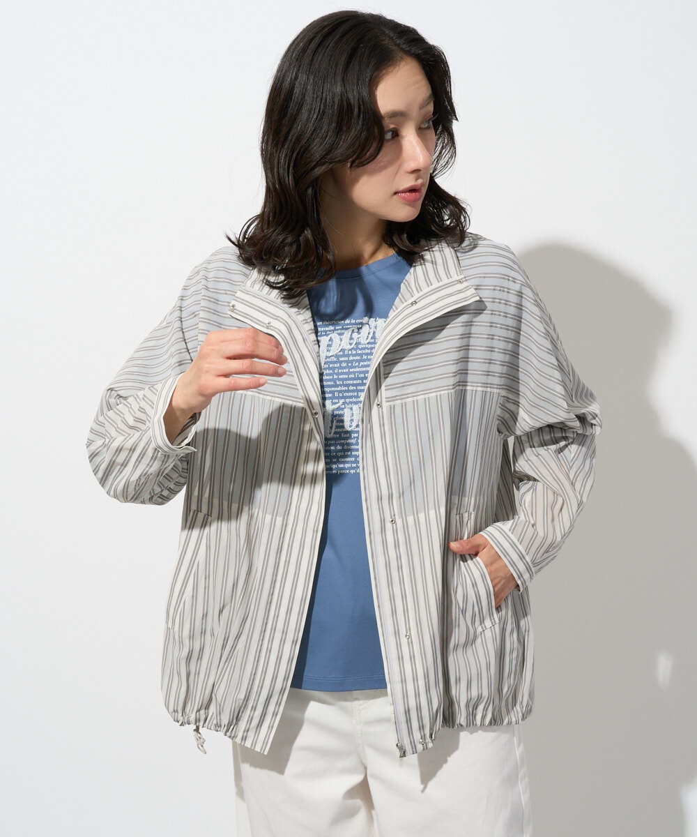 PZJGD01450 GEORGES RECH シアーストライプスタンドカラーブルゾン