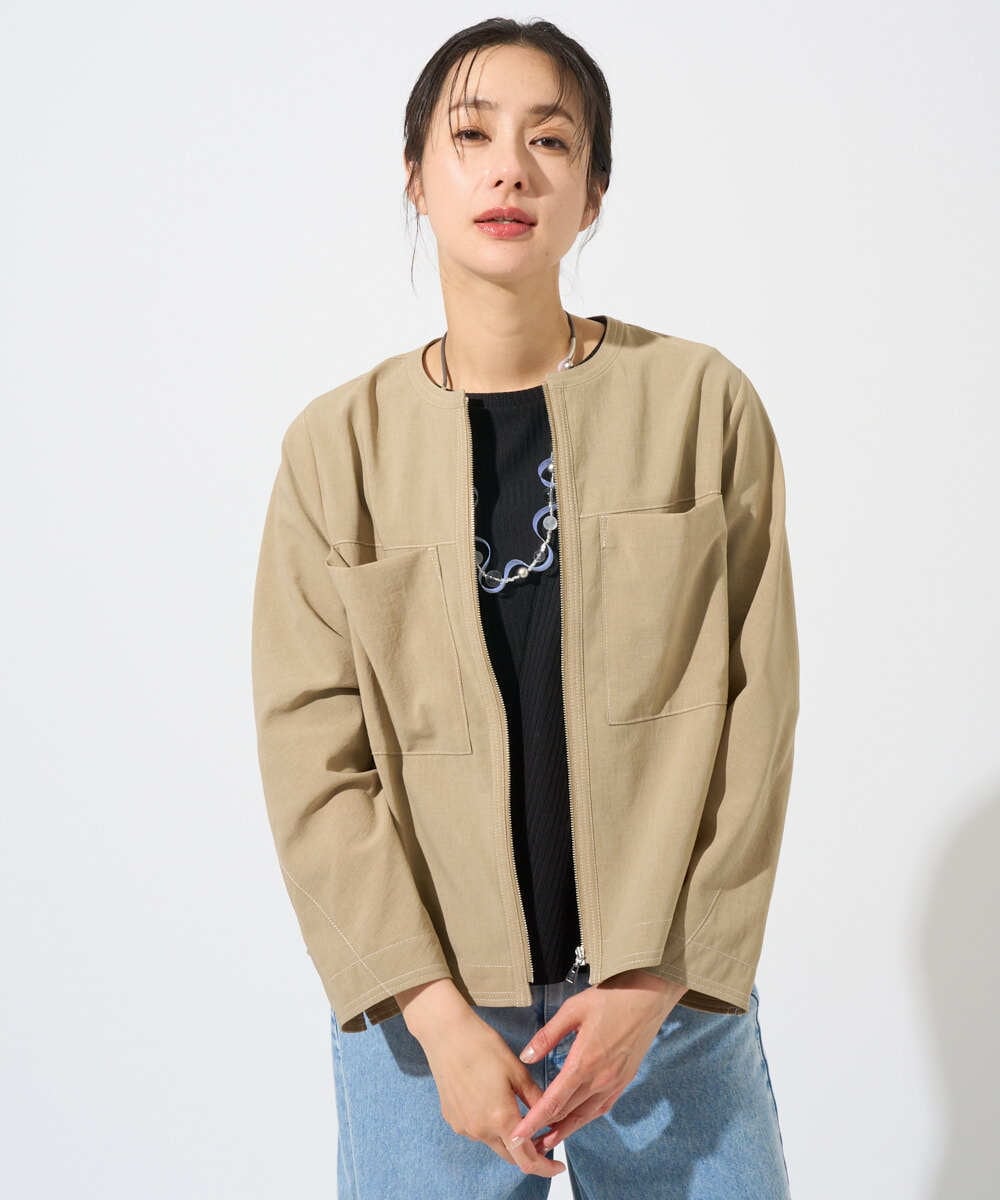 PZJGD12360 GEORGES RECH(ジョルジュ・レッシュ)  [セットアップ対応]ノーカラージップジャケット ベージュ