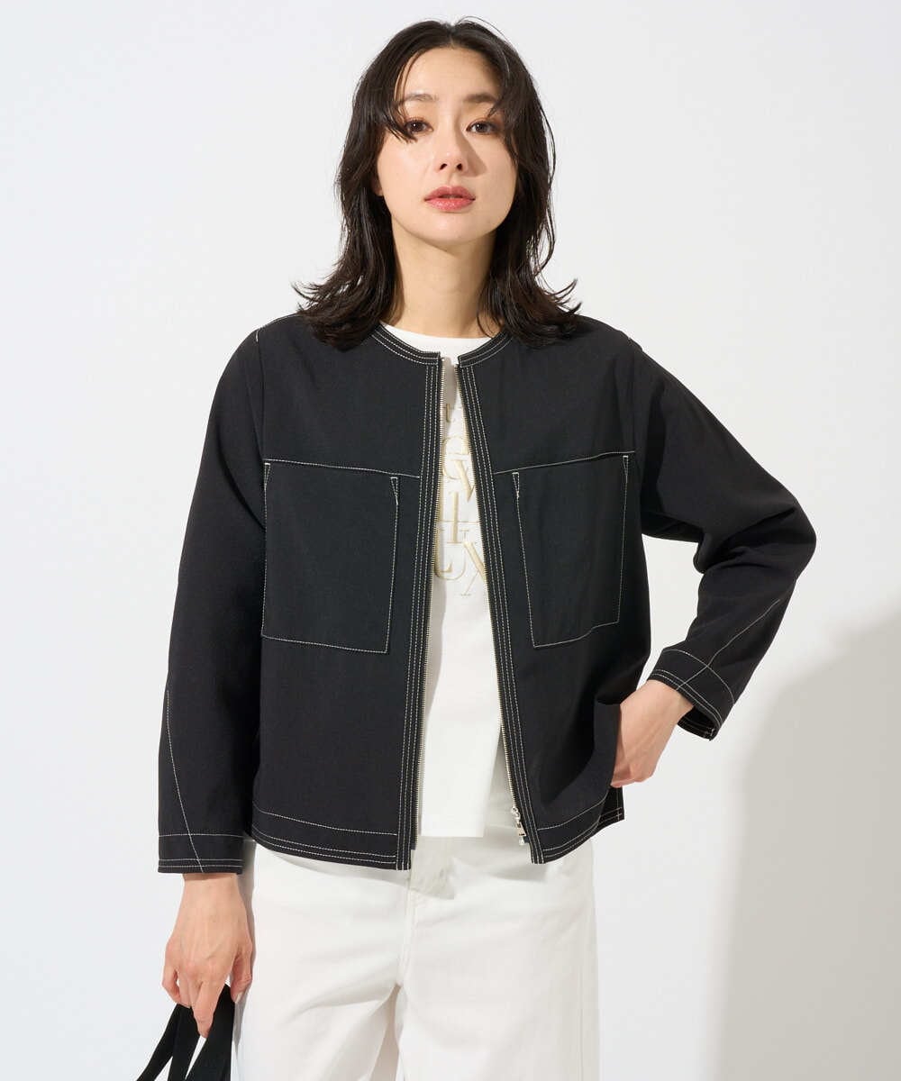 PZJGD12360 GEORGES RECH(ジョルジュ・レッシュ)  [セットアップ対応]ノーカラージップジャケット ブラック