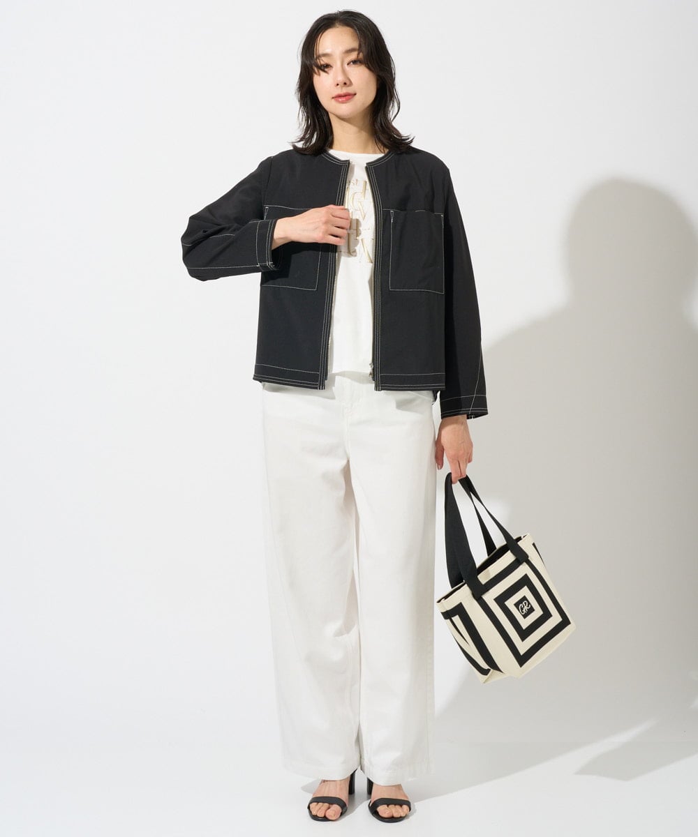 PZJGD12360 GEORGES RECH(ジョルジュ・レッシュ)  [セットアップ対応]ノーカラージップジャケット ブラック