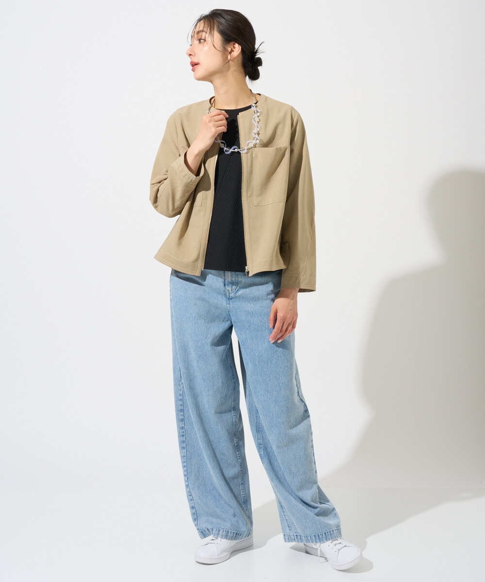 PZJGD12360 GEORGES RECH(ジョルジュ・レッシュ)  [セットアップ対応]ノーカラージップジャケット ブラック