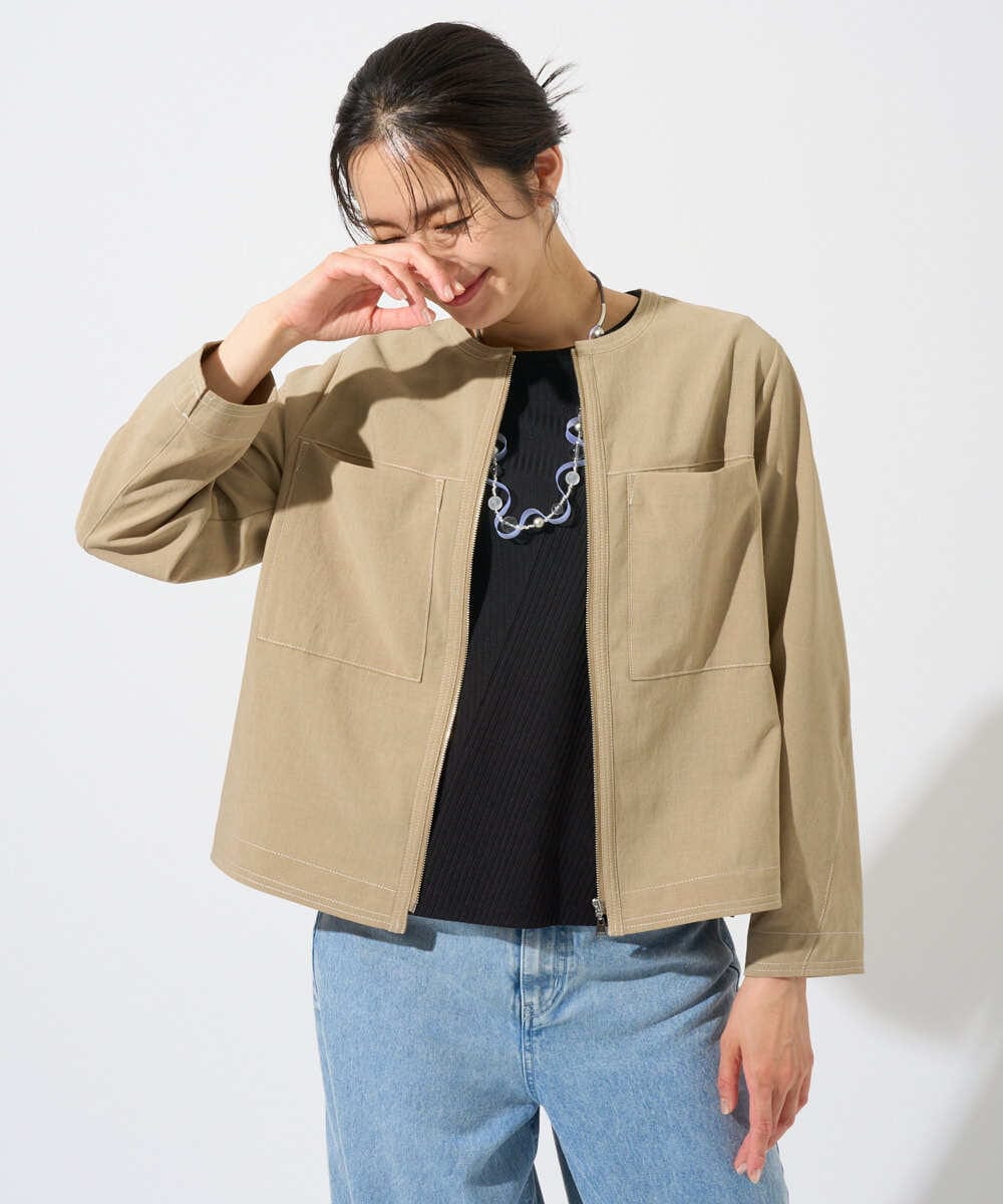 PZJGD12360 GEORGES RECH(ジョルジュ・レッシュ)  [セットアップ対応]ノーカラージップジャケット ブラック