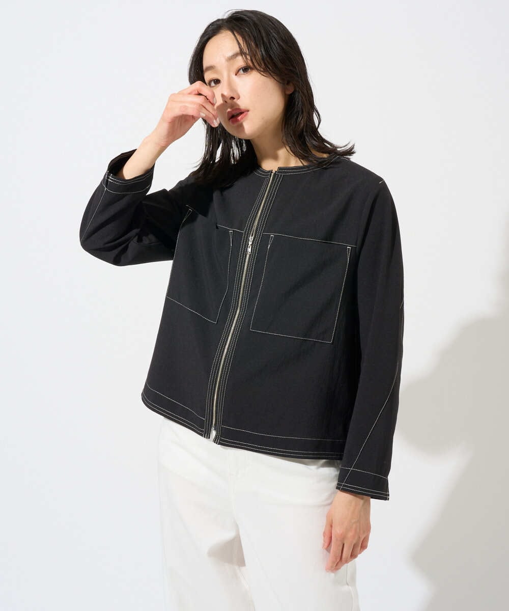 PZJGD12360 GEORGES RECH(ジョルジュ・レッシュ)  [セットアップ対応]ノーカラージップジャケット ブラック