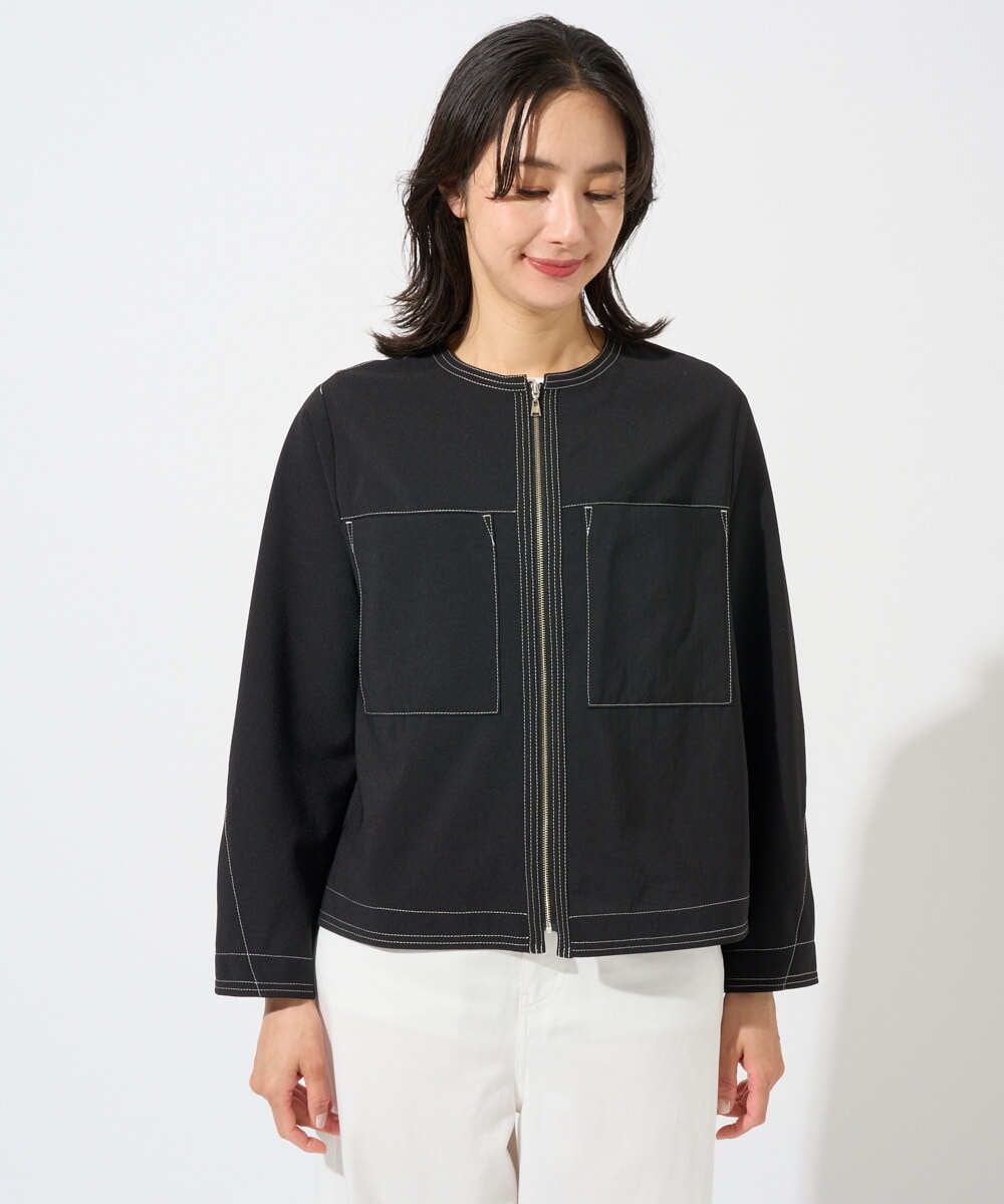 PZJGD12360 GEORGES RECH(ジョルジュ・レッシュ)  [セットアップ対応]ノーカラージップジャケット ブラック