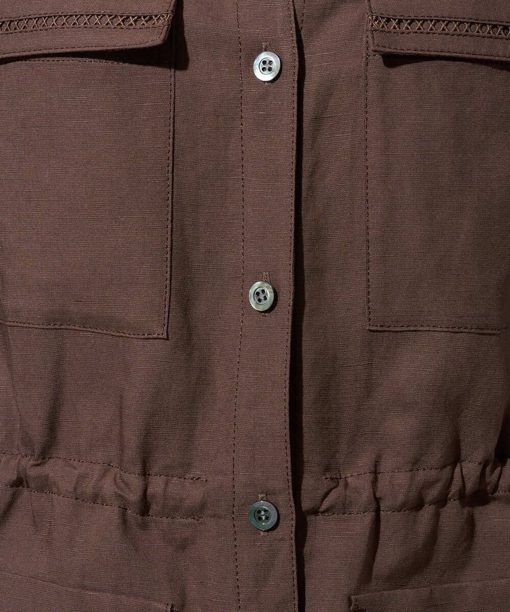 PZJGD30360 GEORGES RECH(ジョルジュ・レッシュ)  [セットアップ対応]リネン混サファリベスト ブラウン