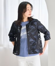 PZJGD37330 GEORGES RECH(ジョルジュ・レッシュ) メッシュアップリケノーカラージャケット ブラック