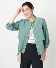 PZJGS02330 GEORGES RECH(ジョルジュ・レッシュ)  [セットアップ対応]コットンナイロンワッシャーブラウスジャケット グリーン