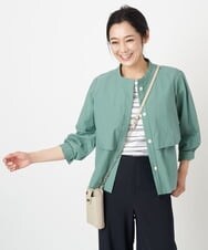 PZJGS02330 GEORGES RECH(ジョルジュ・レッシュ)  [セットアップ対応]コットンナイロンワッシャーブラウスジャケット グリーン