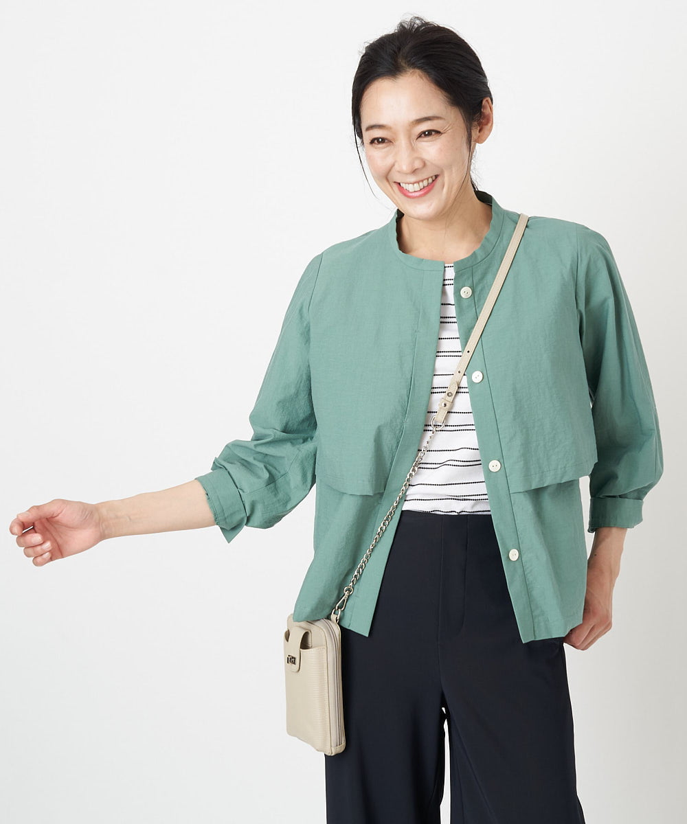 PZJGS02330 GEORGES RECH(ジョルジュ・レッシュ)  [セットアップ対応]コットンナイロンワッシャーブラウスジャケット グリーン
