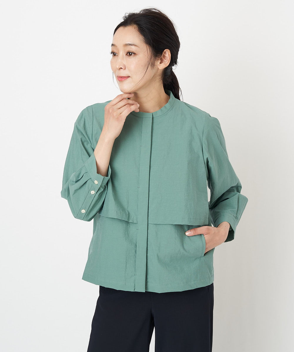 PZJGS02330 GEORGES RECH(ジョルジュ・レッシュ)  [セットアップ対応]コットンナイロンワッシャーブラウスジャケット グリーン