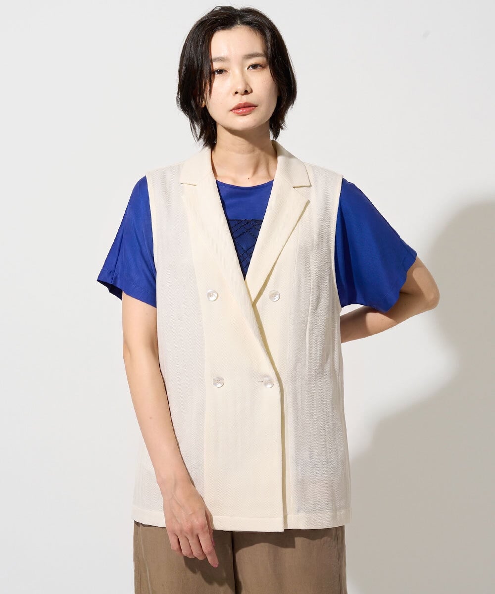 PZJHE60330 GEORGES RECH(ジョルジュ・レッシュ) ダブルブレストシアージレ アイボリー