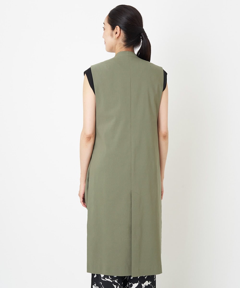 PZJHT01390 GEORGES RECH(ジョルジュ・レッシュ)  [セットアップ対応]スマッシュリネンサイドスリットジレ カーキ