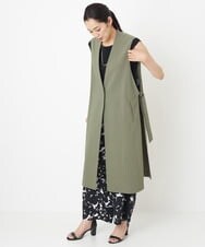 PZJHT01390 GEORGES RECH(ジョルジュ・レッシュ)  [セットアップ対応]スマッシュリネンサイドスリットジレ カーキ