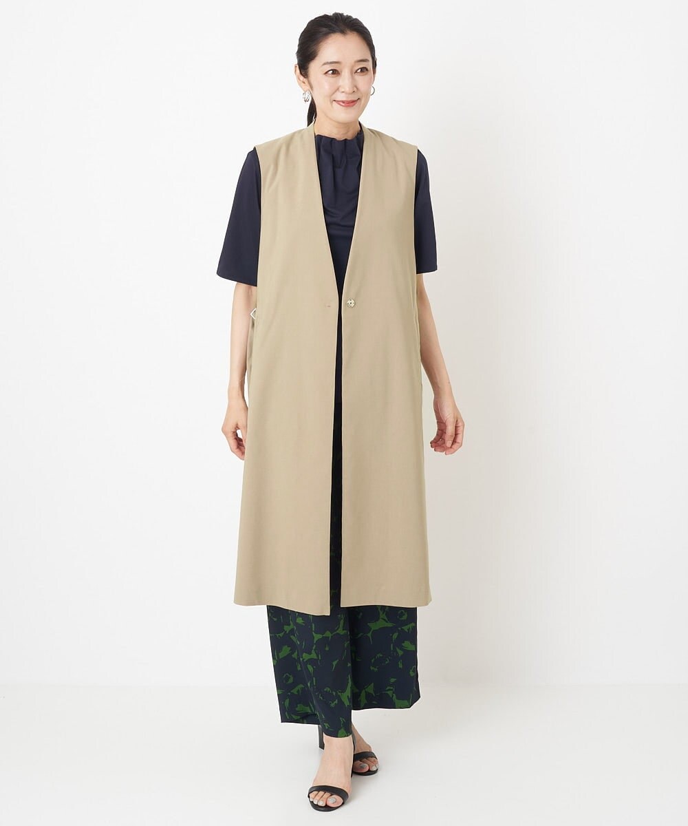 PZJHT01390 GEORGES RECH(ジョルジュ・レッシュ)  [セットアップ対応]スマッシュリネンサイドスリットジレ カーキ
