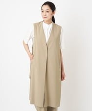 PZJHT01390 GEORGES RECH(ジョルジュ・レッシュ)  [セットアップ対応]スマッシュリネンサイドスリットジレ カーキ