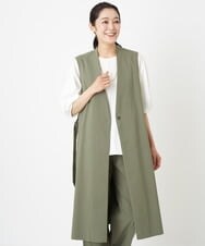 PZJHT01390 GEORGES RECH(ジョルジュ・レッシュ)  [セットアップ対応]スマッシュリネンサイドスリットジレ カーキ