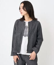 PZJJB40330 GEORGES RECH(ジョルジュ・レッシュ)  [セットアップ対応]ノーカラーブラックデニムブルゾン ブラック