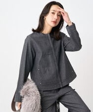 PZJJB40330 GEORGES RECH(ジョルジュ・レッシュ)  [セットアップ対応]ノーカラーブラックデニムブルゾン ブラック