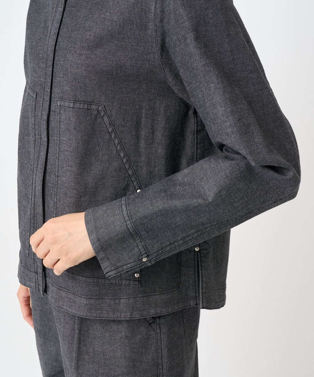 PZJJB40330 GEORGES RECH(ジョルジュ・レッシュ)  [セットアップ対応]ノーカラーブラックデニムブルゾン ブラック
