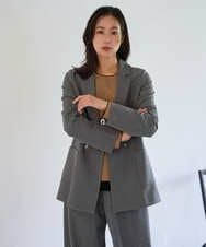 PZJJE18450 GEORGES RECH(ジョルジュ・レッシュ)  [セットアップ対応]ガングラブチェックダブルブレストジャケット グレー