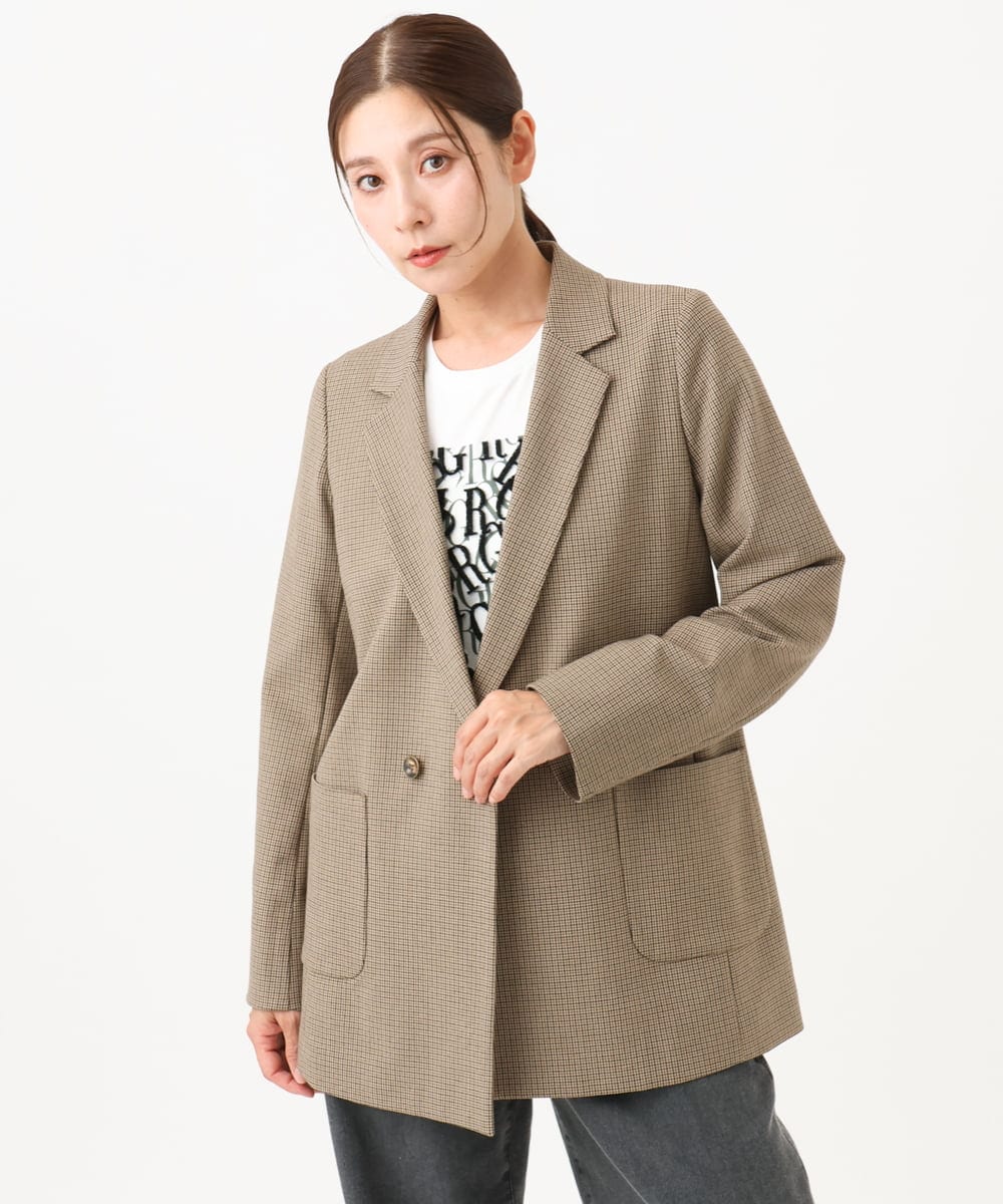 PZJJE18450 GEORGES RECH(ジョルジュ・レッシュ)  [セットアップ対応]ガングラブチェックダブルブレストジャケット グレー