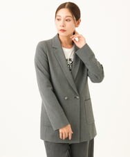PZJJE18450 GEORGES RECH(ジョルジュ・レッシュ)  [セットアップ対応]ガングラブチェックダブルブレストジャケット グレー