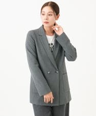 PZJJE18450 GEORGES RECH(ジョルジュ・レッシュ)  [セットアップ対応]ガングラブチェックダブルブレストジャケット グレー