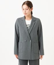 PZJJE18450 GEORGES RECH(ジョルジュ・レッシュ)  [セットアップ対応]ガングラブチェックダブルブレストジャケット グレー
