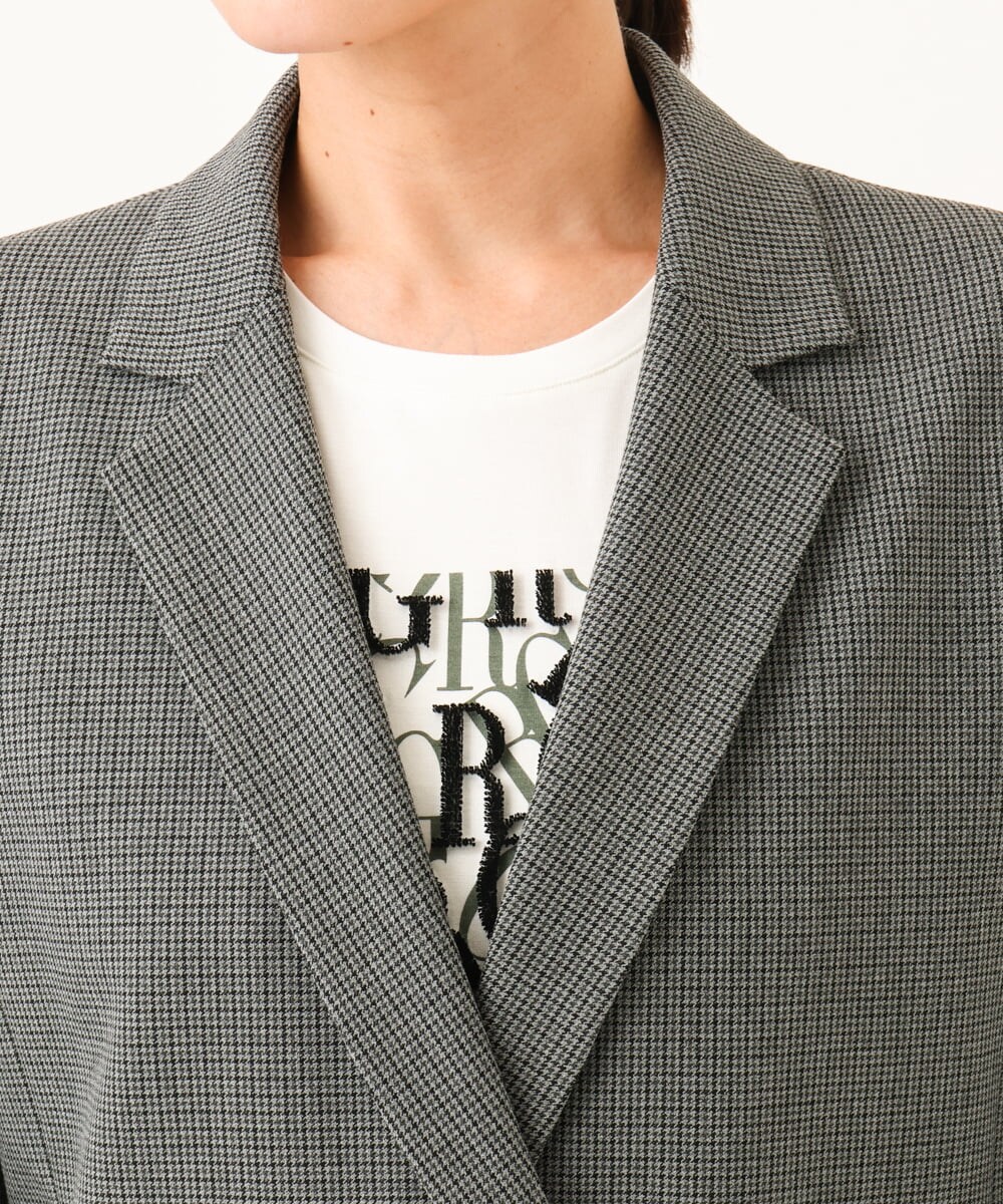 PZJJE18450 GEORGES RECH(ジョルジュ・レッシュ)  [セットアップ対応]ガングラブチェックダブルブレストジャケット グレー