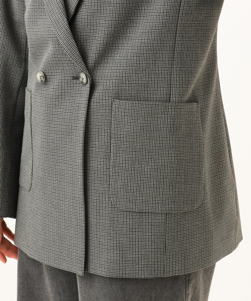 PZJJE18450 GEORGES RECH(ジョルジュ・レッシュ)  [セットアップ対応]ガングラブチェックダブルブレストジャケット グレー