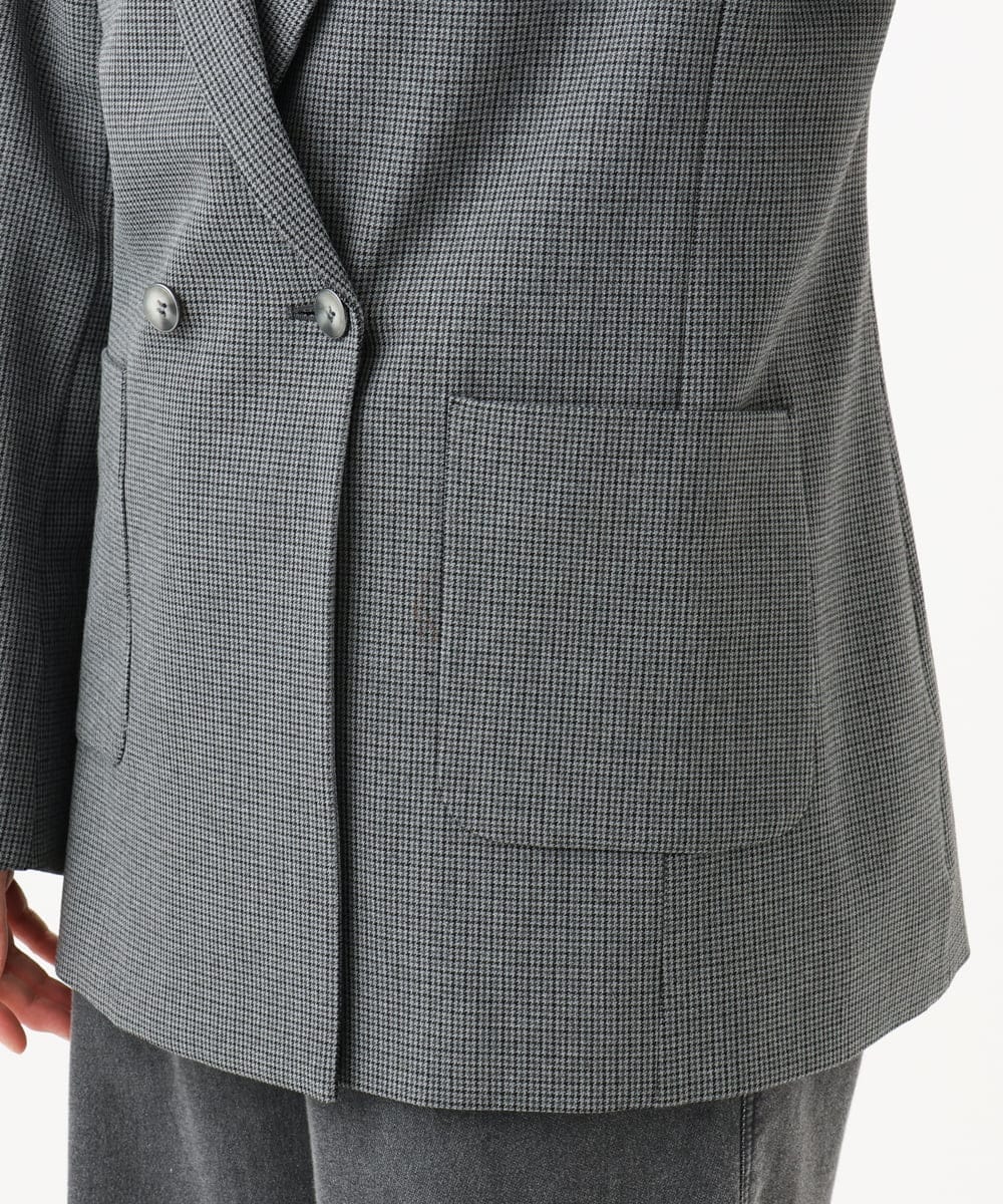 PZJJE18450 GEORGES RECH(ジョルジュ・レッシュ)  [セットアップ対応]ガングラブチェックダブルブレストジャケット グレー