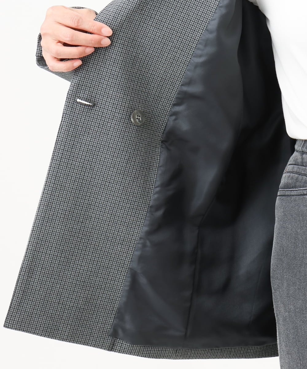 PZJJE18450 GEORGES RECH(ジョルジュ・レッシュ)  [セットアップ対応]ガングラブチェックダブルブレストジャケット グレー