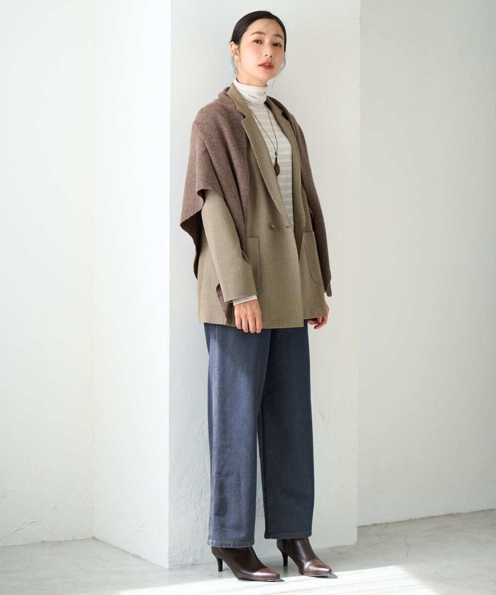 PZJJE18450 GEORGES RECH(ジョルジュ・レッシュ)  [セットアップ対応]ガングラブチェックダブルブレストジャケット グレー