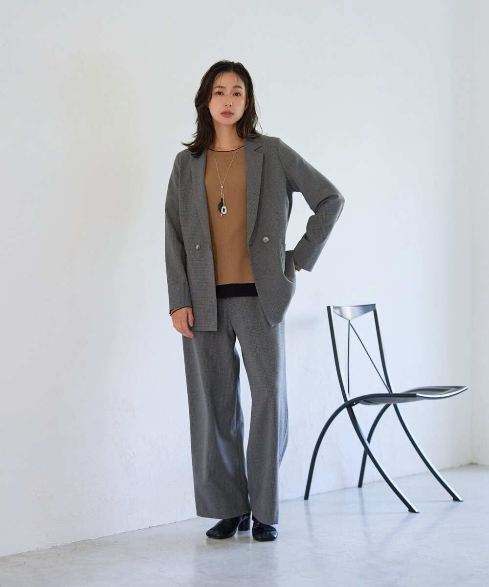 PZJJE18450 GEORGES RECH(ジョルジュ・レッシュ)  [セットアップ対応]ガングラブチェックダブルブレストジャケット グレー