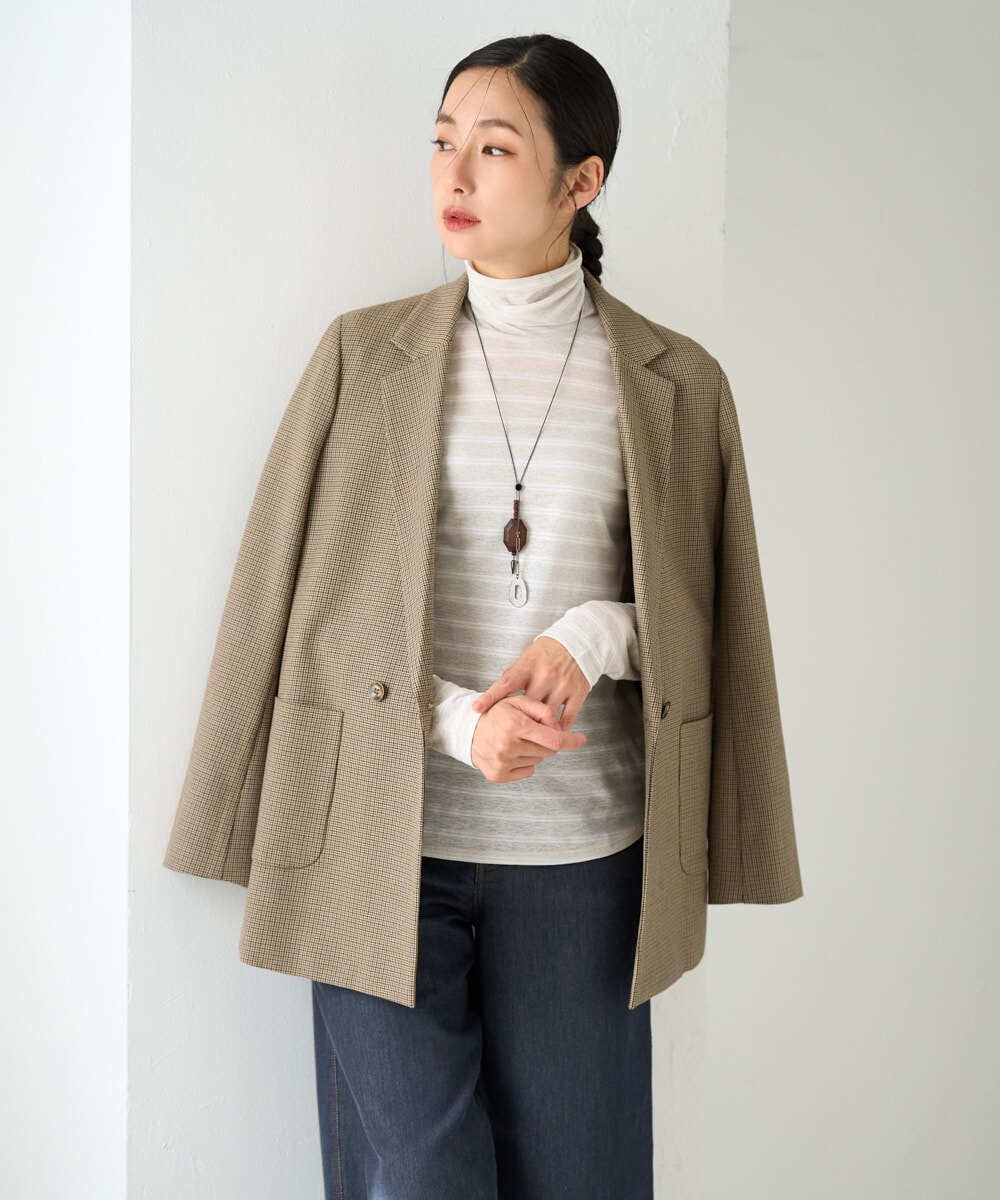 PZJJE18450 GEORGES RECH(ジョルジュ・レッシュ)  [セットアップ対応]ガングラブチェックダブルブレストジャケット グレー