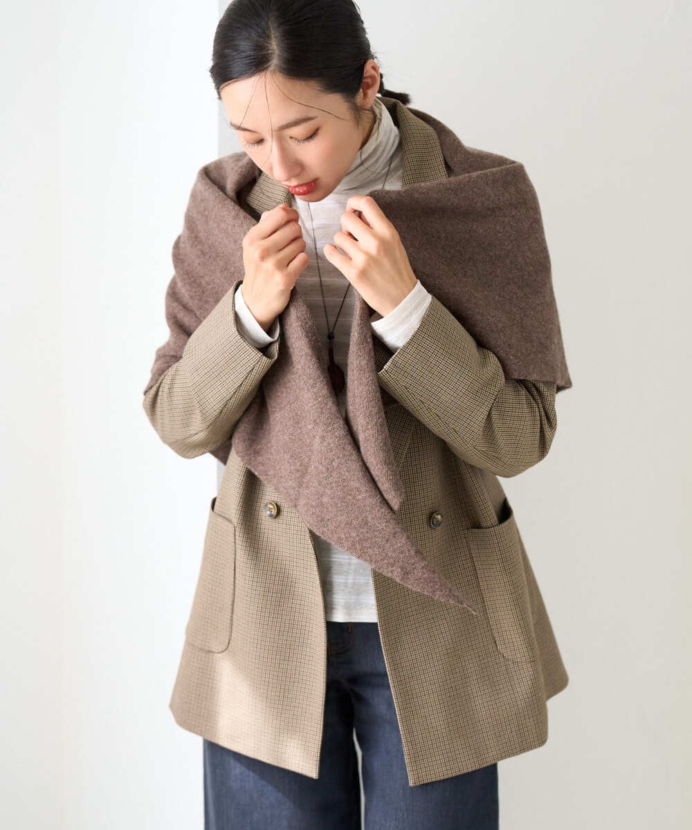 PZJJE18450 GEORGES RECH(ジョルジュ・レッシュ)  [セットアップ対応]ガングラブチェックダブルブレストジャケット グレー