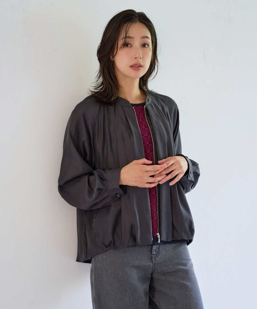 PZJJE20430 GEORGES RECH(ジョルジュ・レッシュ) キュプラツイルタックバルーンブルゾン ブラック