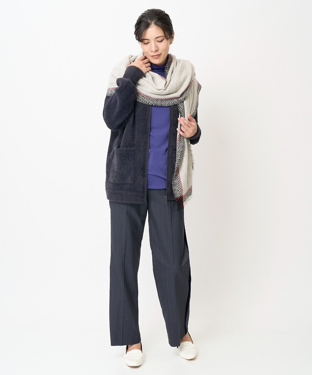 PZKAB13150 GEORGES RECH(ジョルジュ・レッシュ) カシミヤ混ボトルネックジャージーカットソー ネイビー