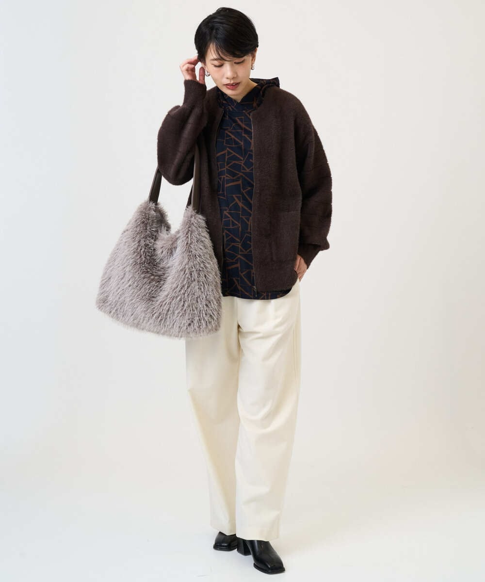 PZKAD22290 GEORGES RECH(ジョルジュ・レッシュ)  [日本製]ダブルフェイスミニフード9分袖ロゴカットソー ネイビー系