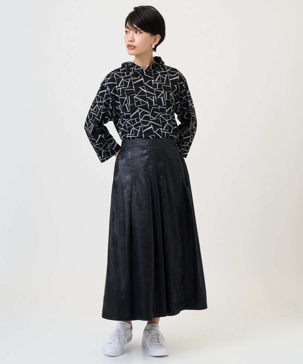PZKAD22290 GEORGES RECH(ジョルジュ・レッシュ)  [日本製]ダブルフェイスミニフード9分袖ロゴカットソー ネイビー系