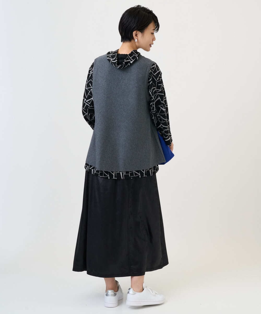 PZKAD22290 GEORGES RECH(ジョルジュ・レッシュ)  [日本製]ダブルフェイスミニフード9分袖ロゴカットソー ネイビー系