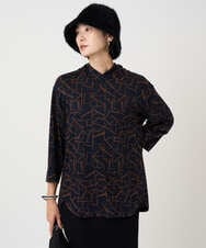 PZKAD22290 GEORGES RECH(ジョルジュ・レッシュ)  [日本製]ダブルフェイスミニフード9分袖ロゴカットソー ネイビー系